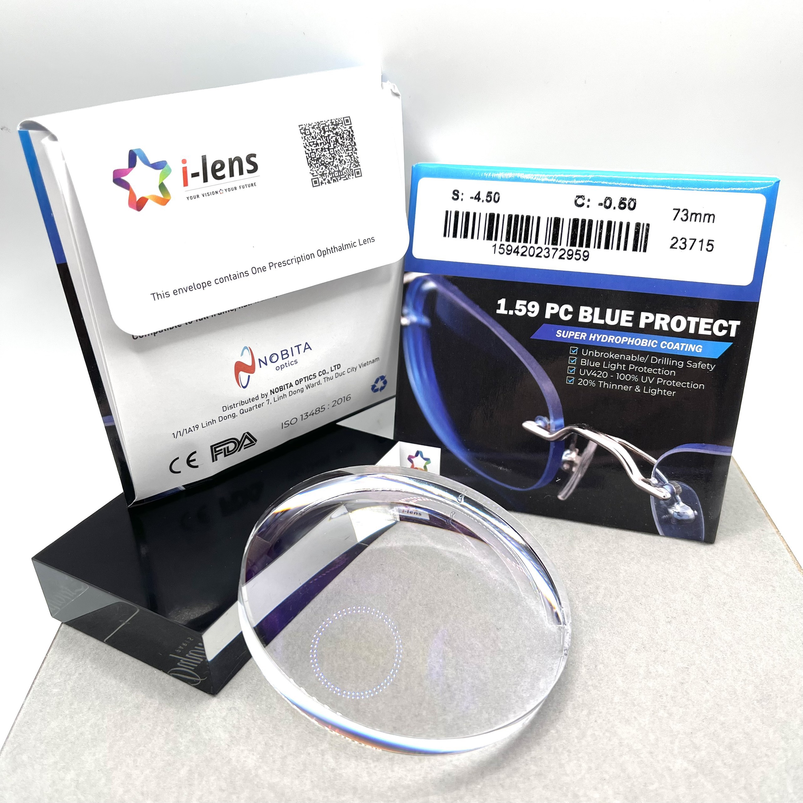       Tròng kính i-Lens 1.59 PC BLUE CUT SHMC AR BLUE